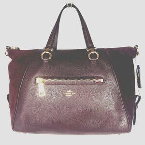 COACH 2017 Burgundy Kelsey Leather Crossbody To Satchel Convertible Bag 55532